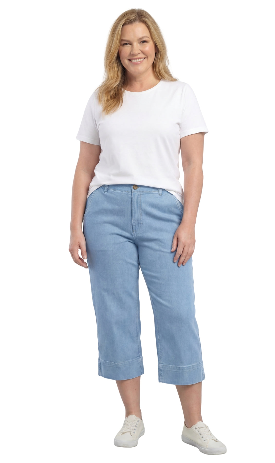 Women’s Lightweight Straight Leg Casual Denim Capri Pants in Cotton Blend Fabric