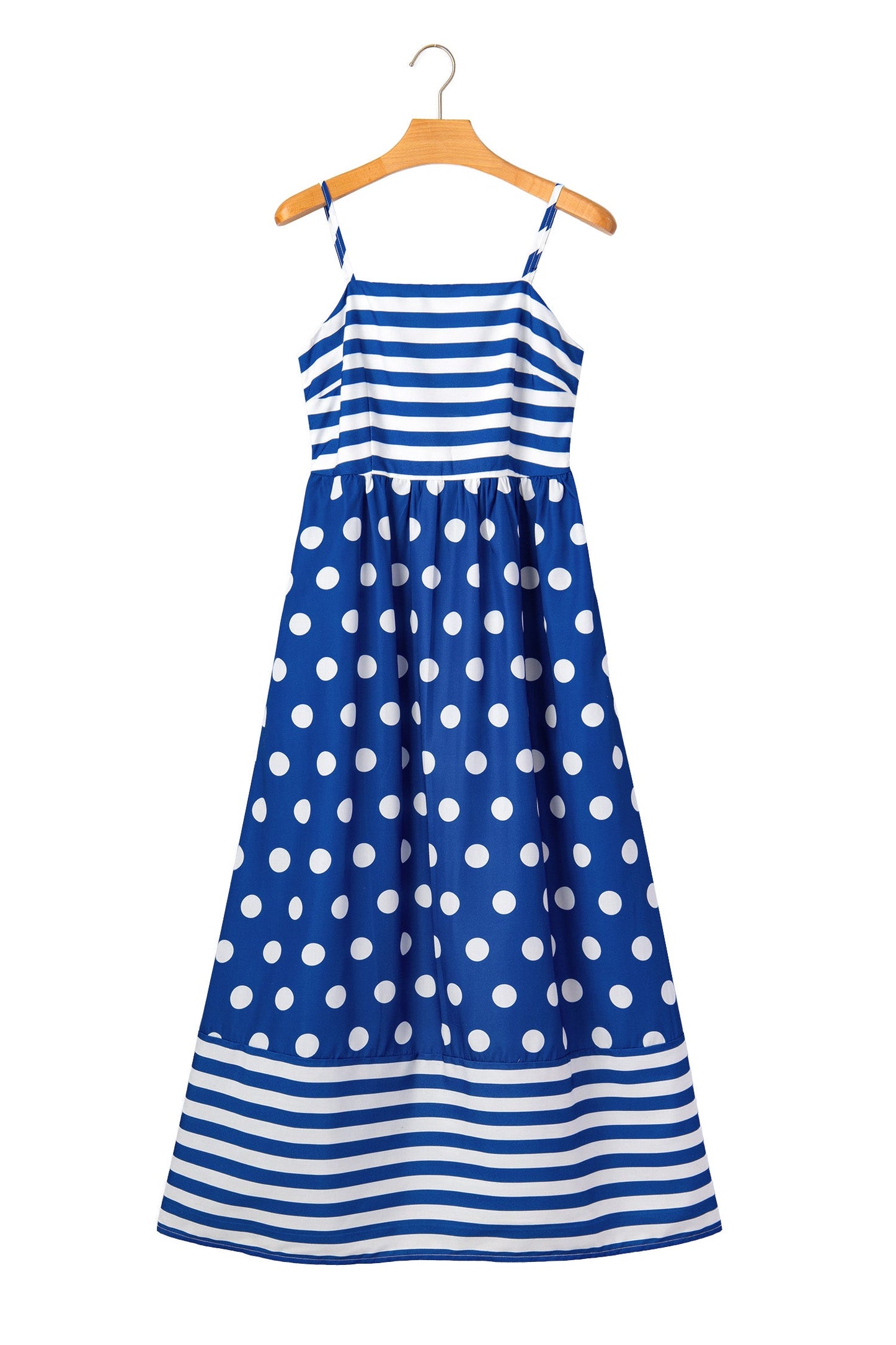 Stripe Polka Dot Patchwork High Waist Maxi Dress