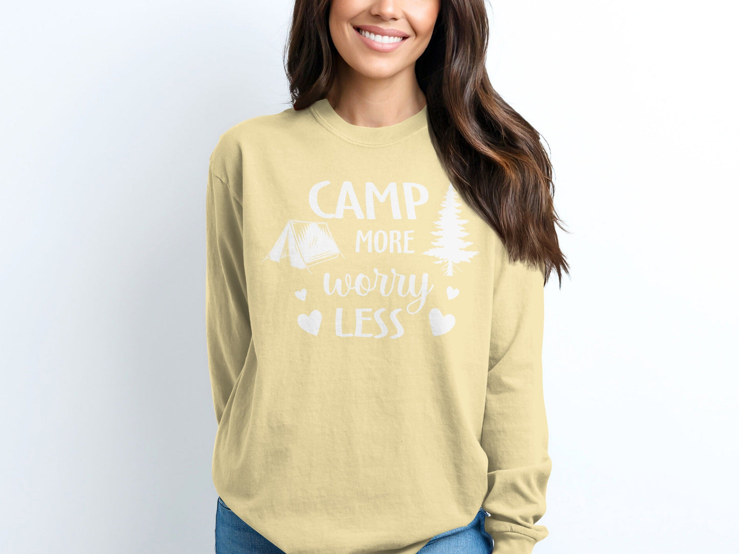 Camp More Worry Less Great Outdoors Hiking Long Sleeve T-Shirt