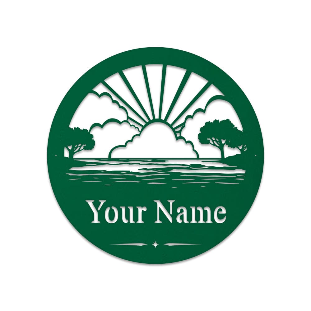 Lake Scenery Monogram - Metal Boat Sign