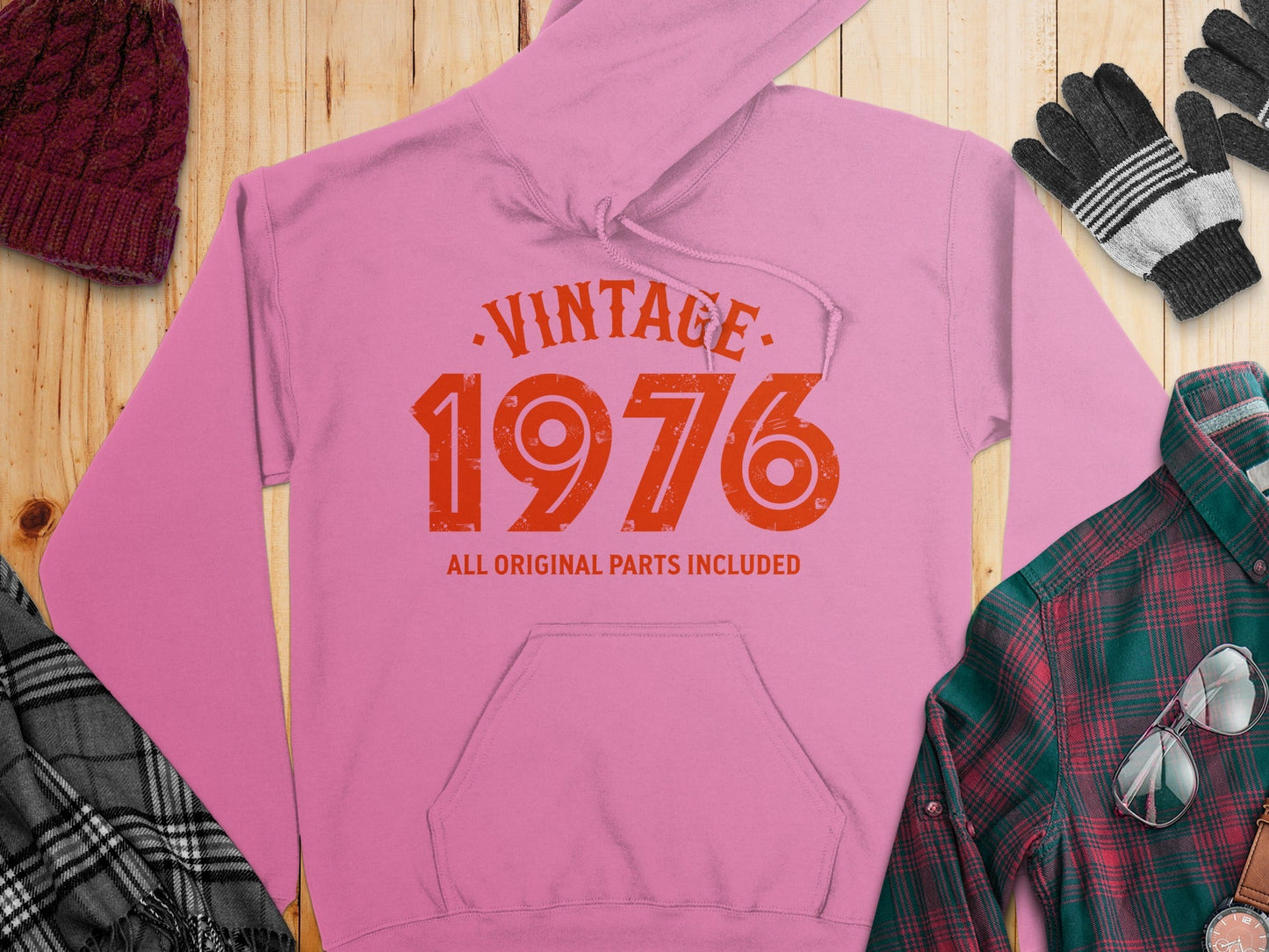Vintage 1976 All Original Parts Included Graphic Design Hoodie