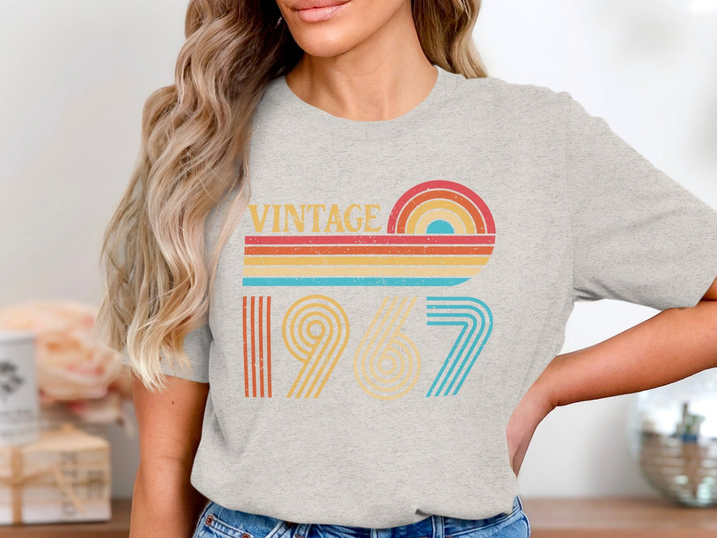 Vintage Since 1967 Retro Rainbow Birthday T-Shirt