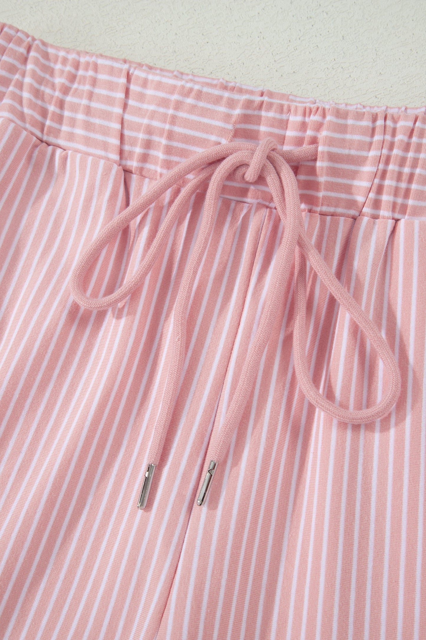 Stripe Dolman Sleeve Polo Shirt & Drawstring Shorts Set