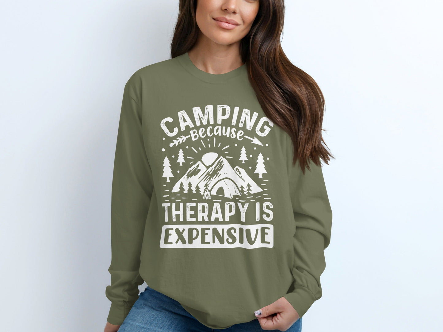 Camping Because Therapy is Expensive Outdoor Long Sleeve T-Shirt