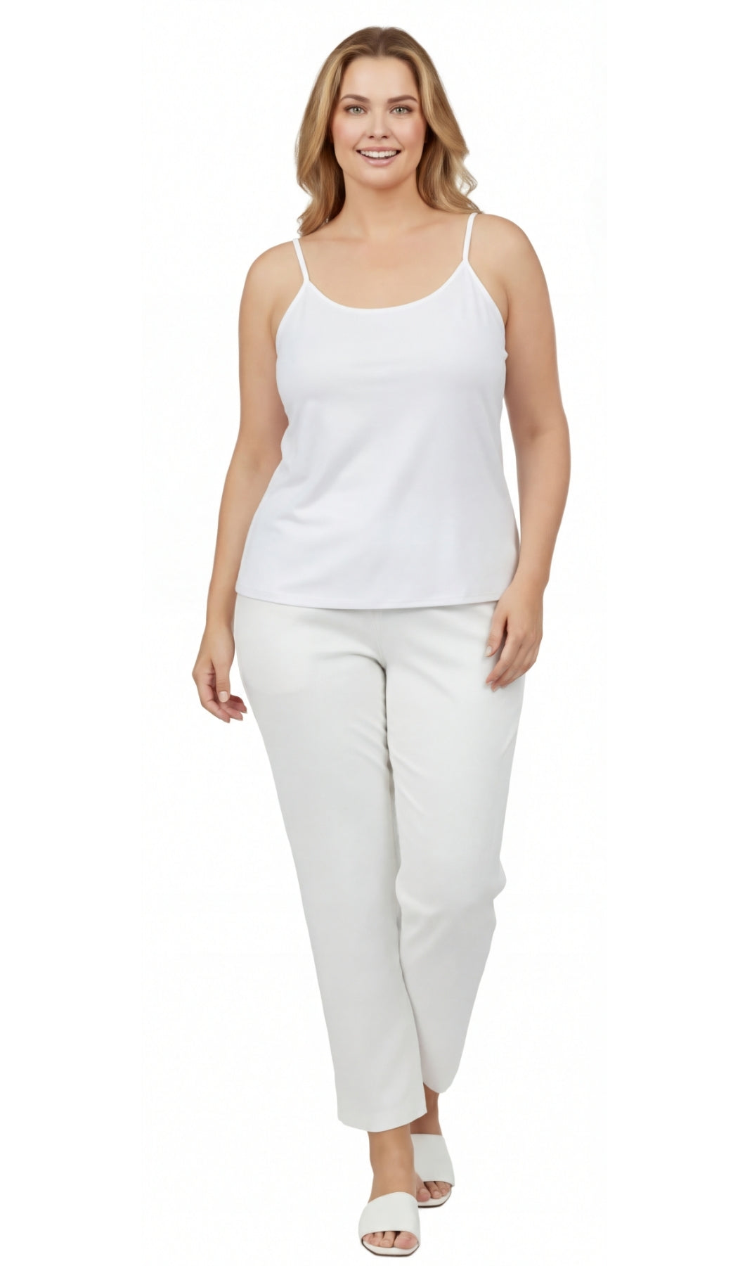 Women's Essential Adjustable Strap Camisole in Soft Cotton Blend Fabric with a built in Shelf Bra