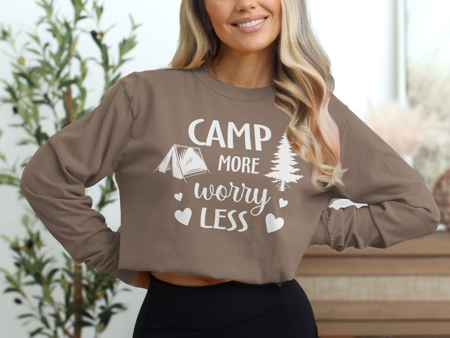 Camp More Worry Less Great Outdoors Hiking Long Sleeve T-Shirt
