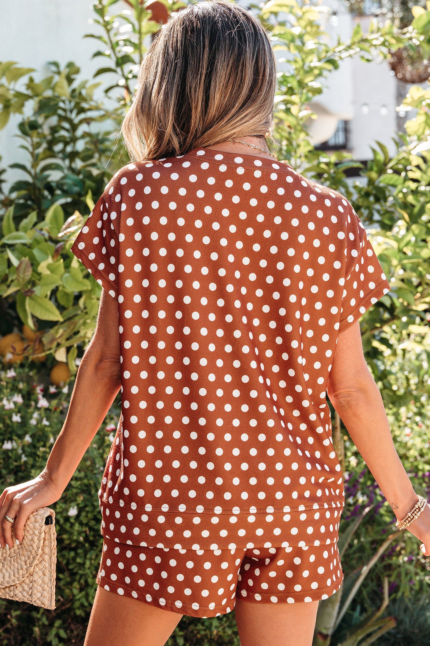 Green Polka Dot Print Short Set