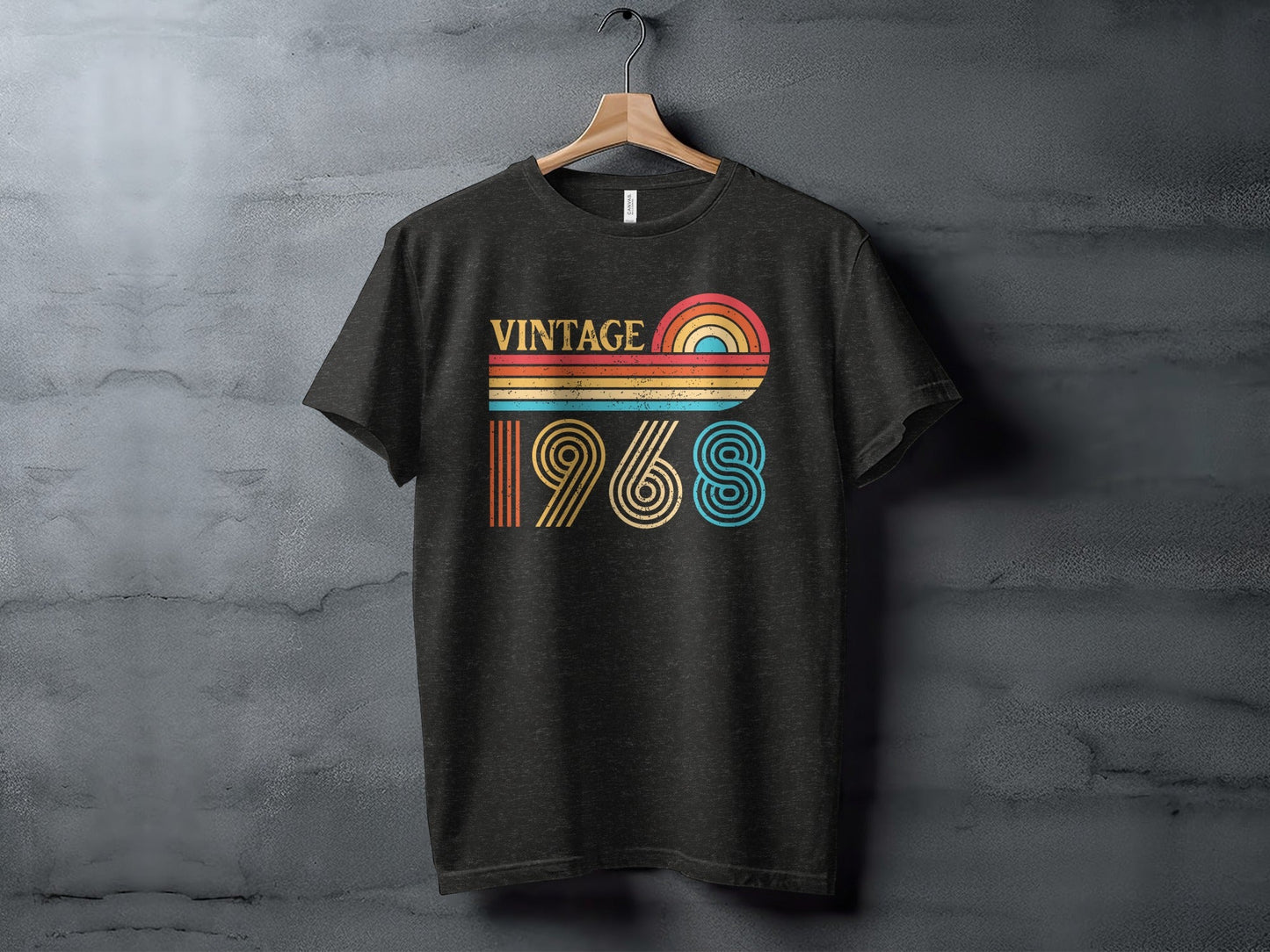 Vintage 1968 Retro Rainbow Birthday Gift Idea T-Shirt