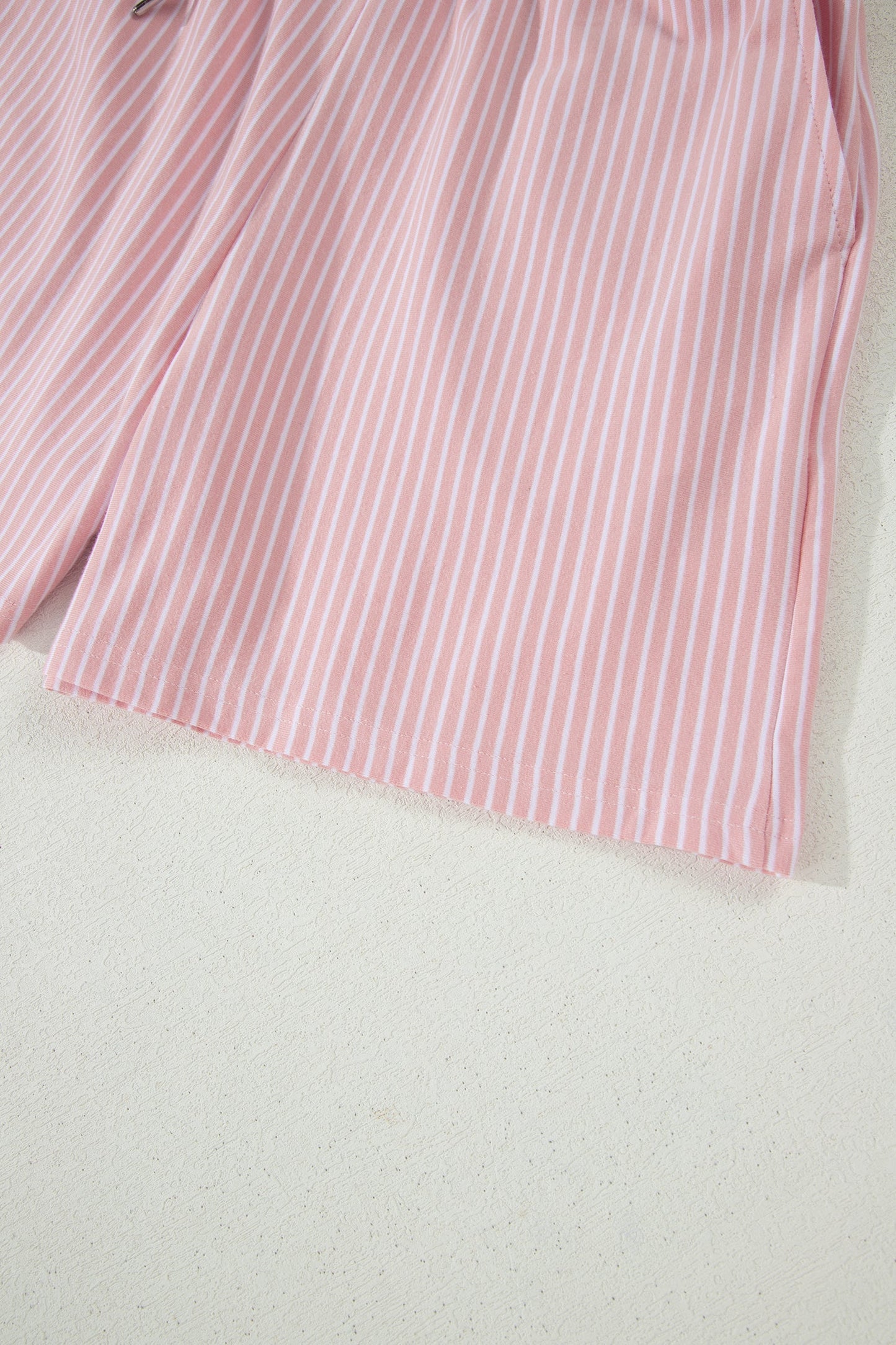 Stripe Dolman Sleeve Polo Shirt & Drawstring Shorts Set