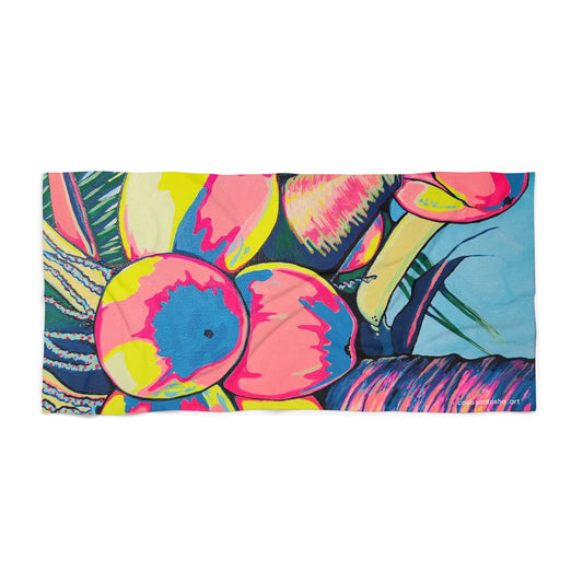 Neon Coconuts Beach Towel for Summer Fun and Vacation Essentials