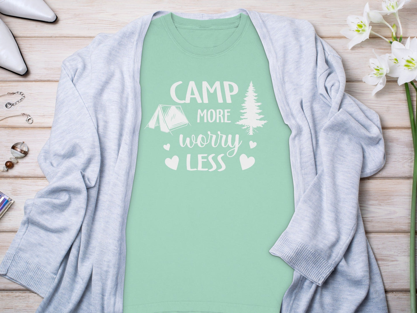 Camp More Worry Less Great Outdoors Hiking Long Sleeve T-Shirt