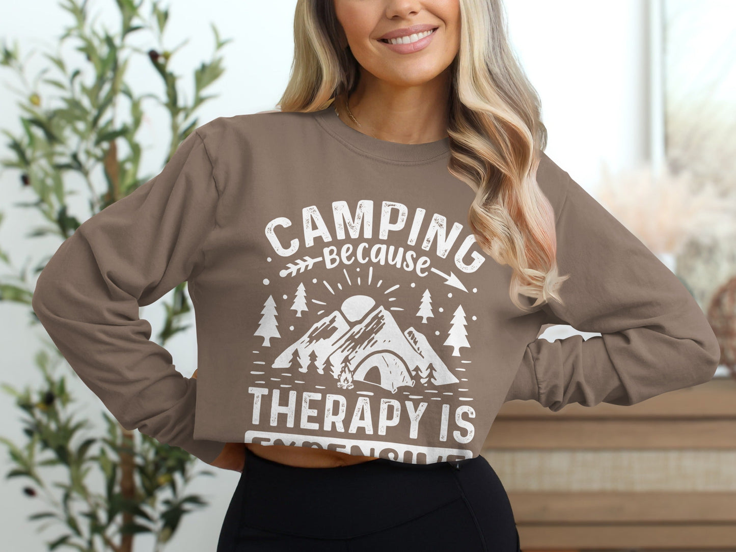 Camping Because Therapy is Expensive Outdoor Long Sleeve T-Shirt
