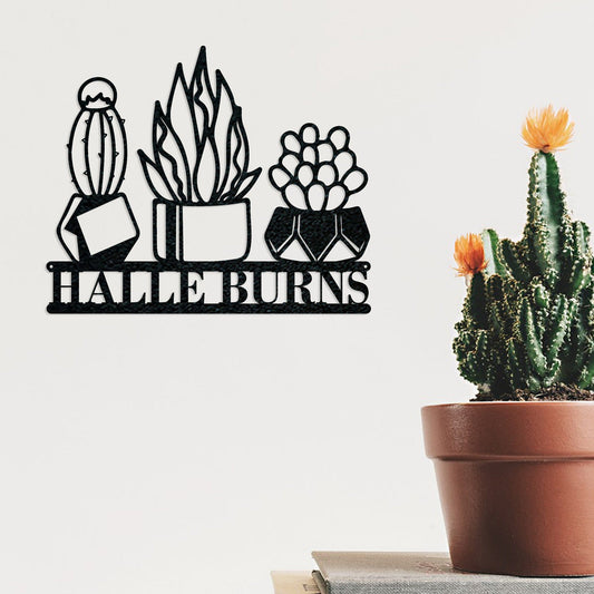 3 Little Succulents Personalized Metal sign