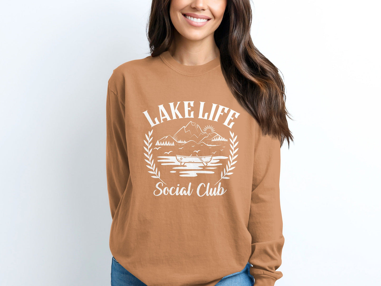 Lake Life Social Club Outdoors Activity Graphic Long Sleeve T-Shirt