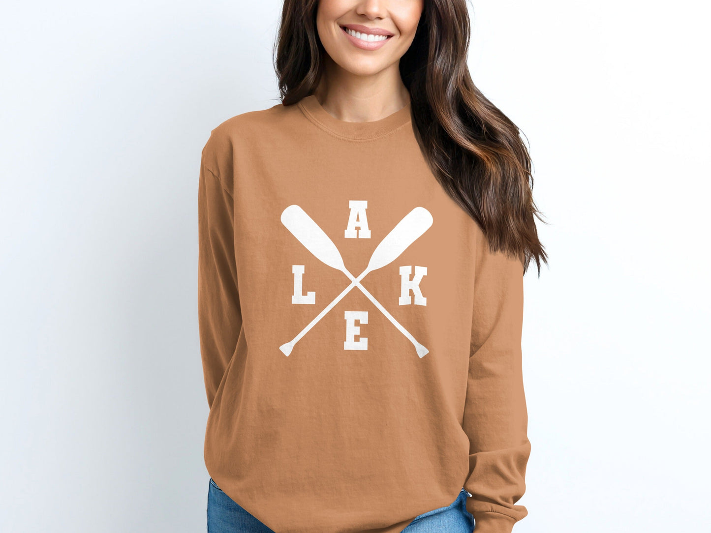 A Lake With Crossed Paddles Graphic Long Sleeve T-Shirt