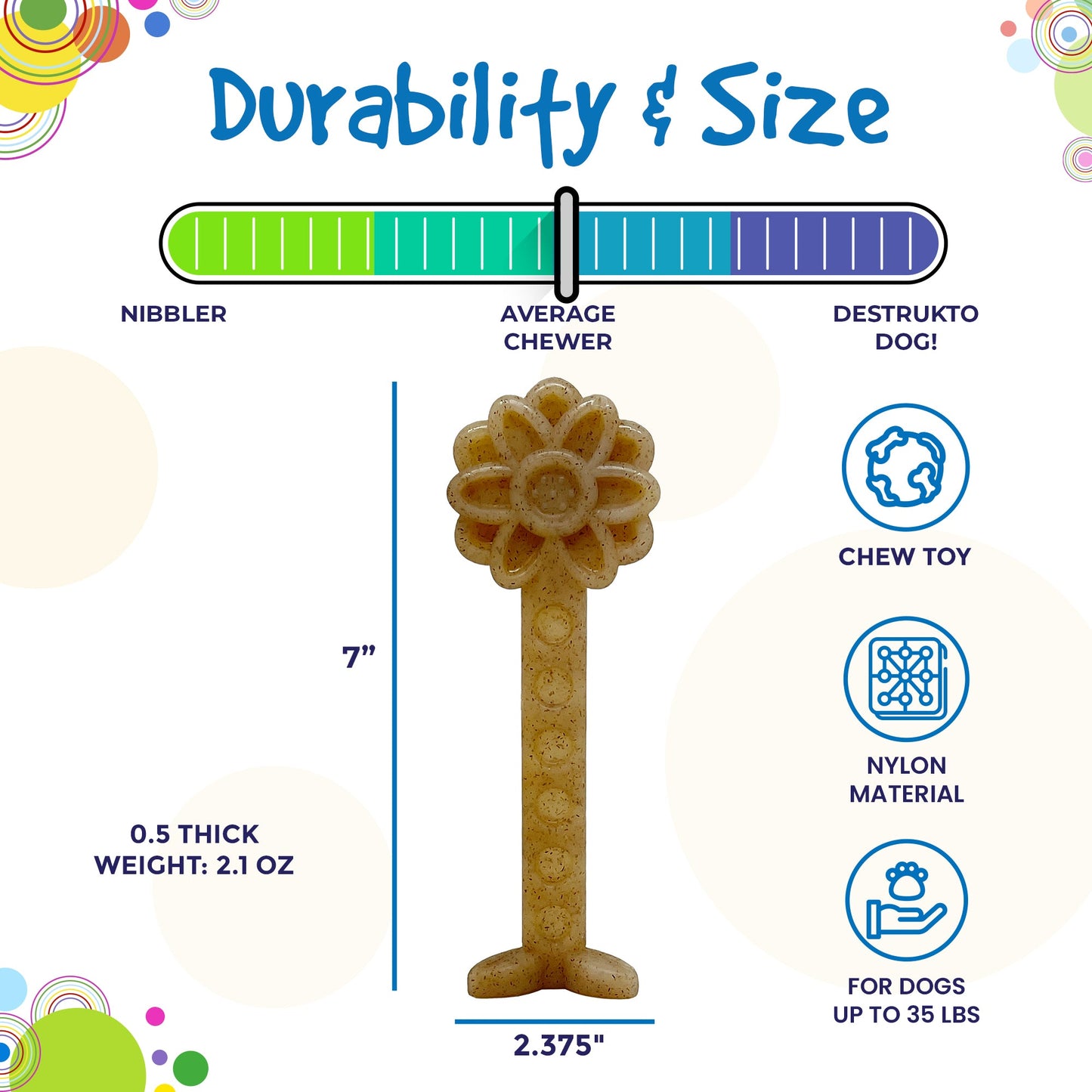 Flower Tower Nylon Chew Toy for Aggressive Chewers - USA Made Enrichment Toy