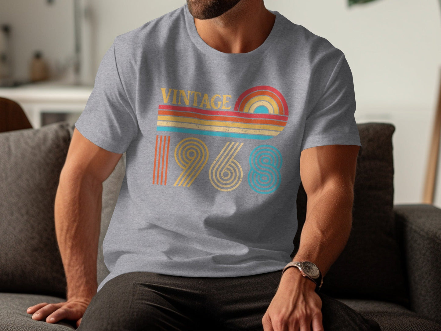 Vintage 1968 Retro Rainbow Birthday Gift Idea T-Shirt