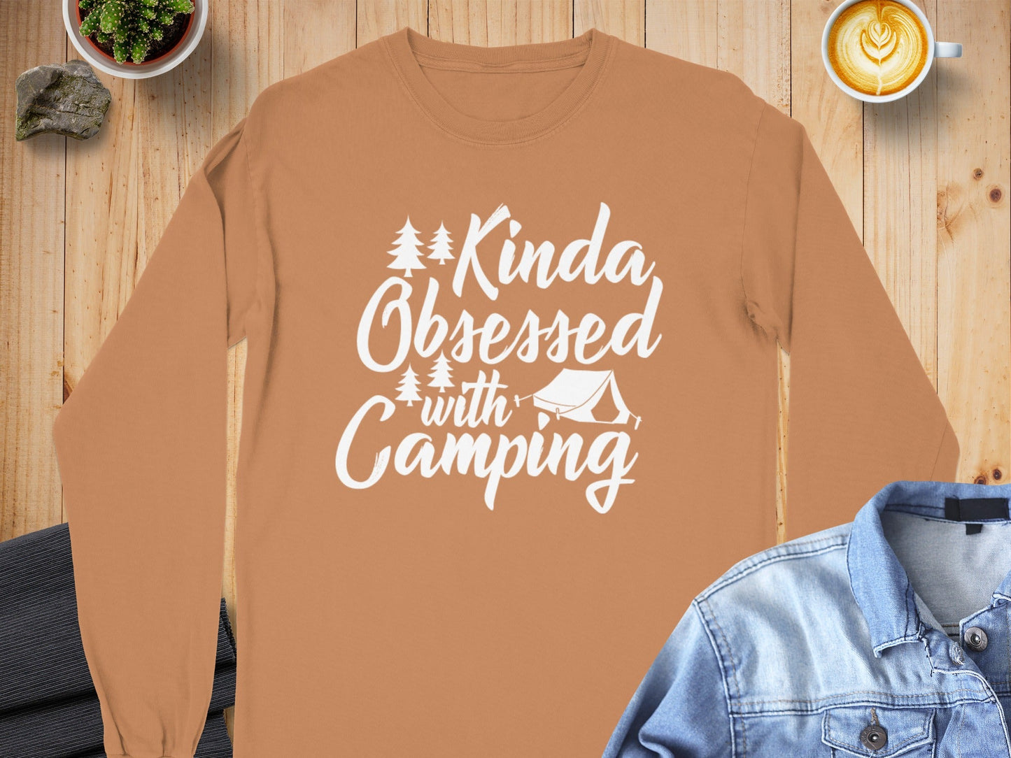 Kinda Obsessed With Camping Cute Graphic Long Sleeve T-Shirt