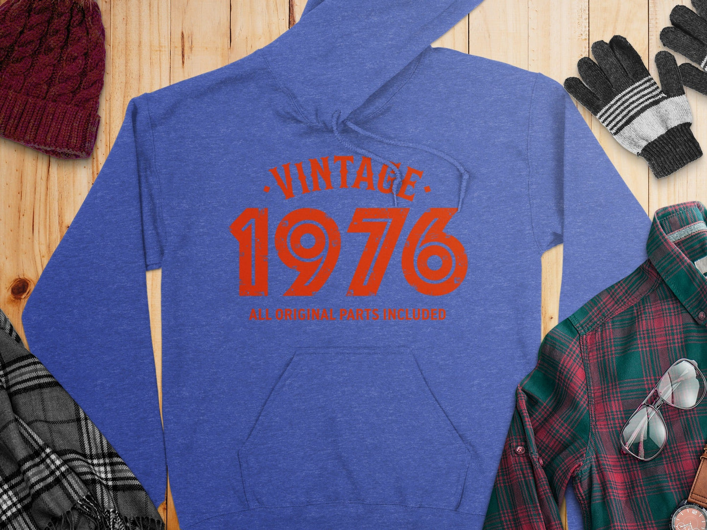 Vintage 1976 All Original Parts Included Graphic Design Hoodie