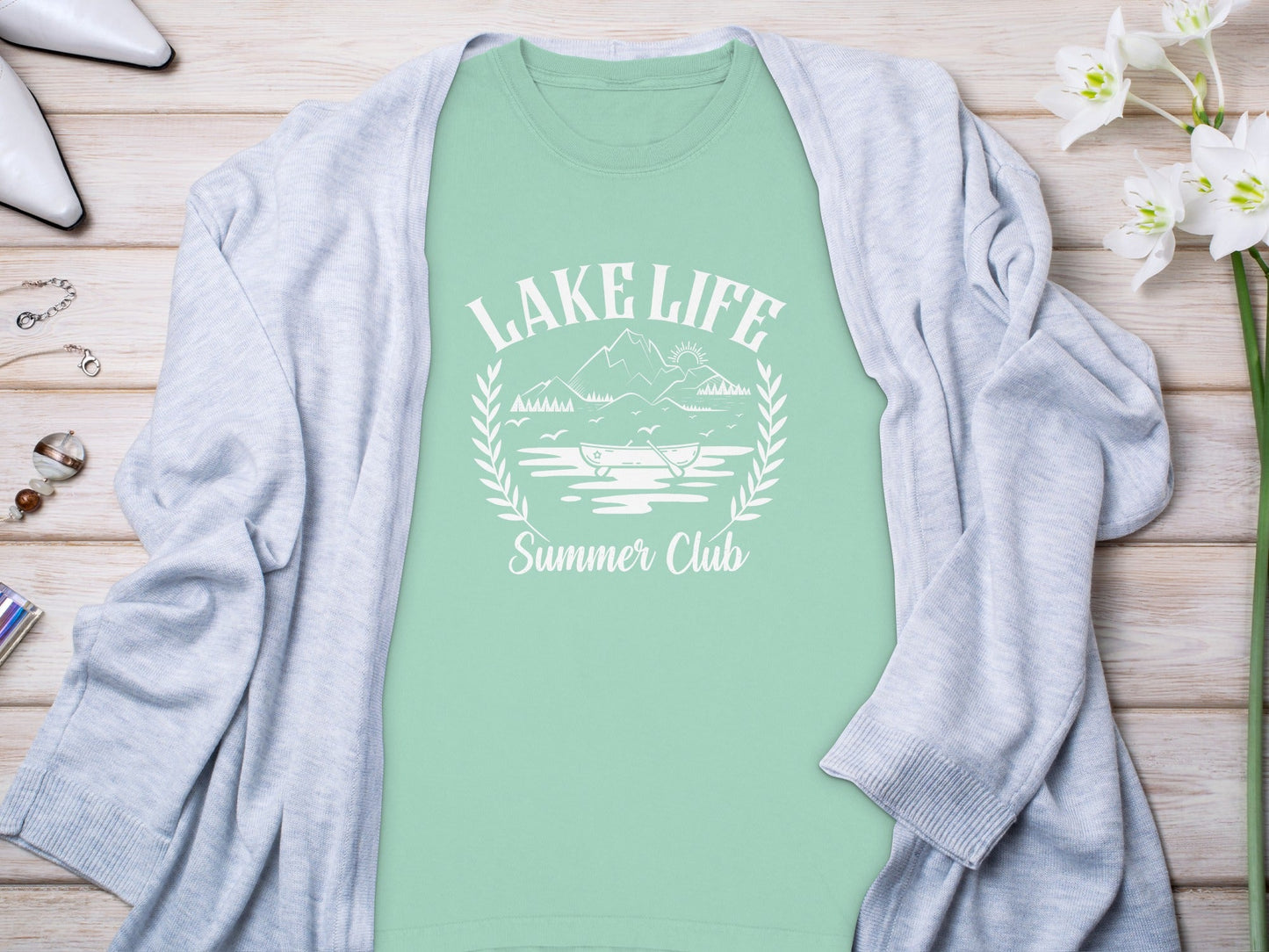 Lake Life Summer Club Graphic Design Long Sleeve T-Shirt