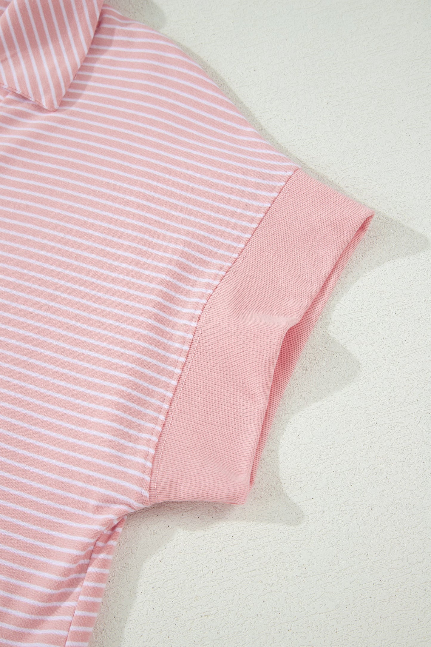 Stripe Dolman Sleeve Polo Shirt & Drawstring Shorts Set