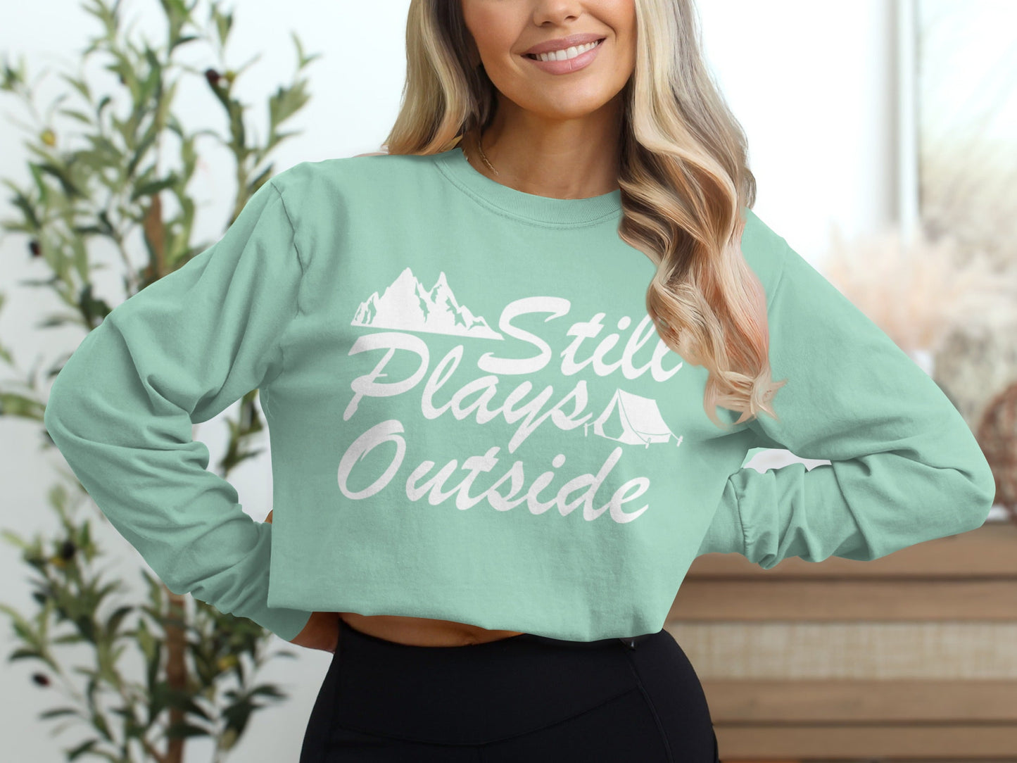 Still Plays Outside Camping and Hiking Design Long Sleeve T-Shirt