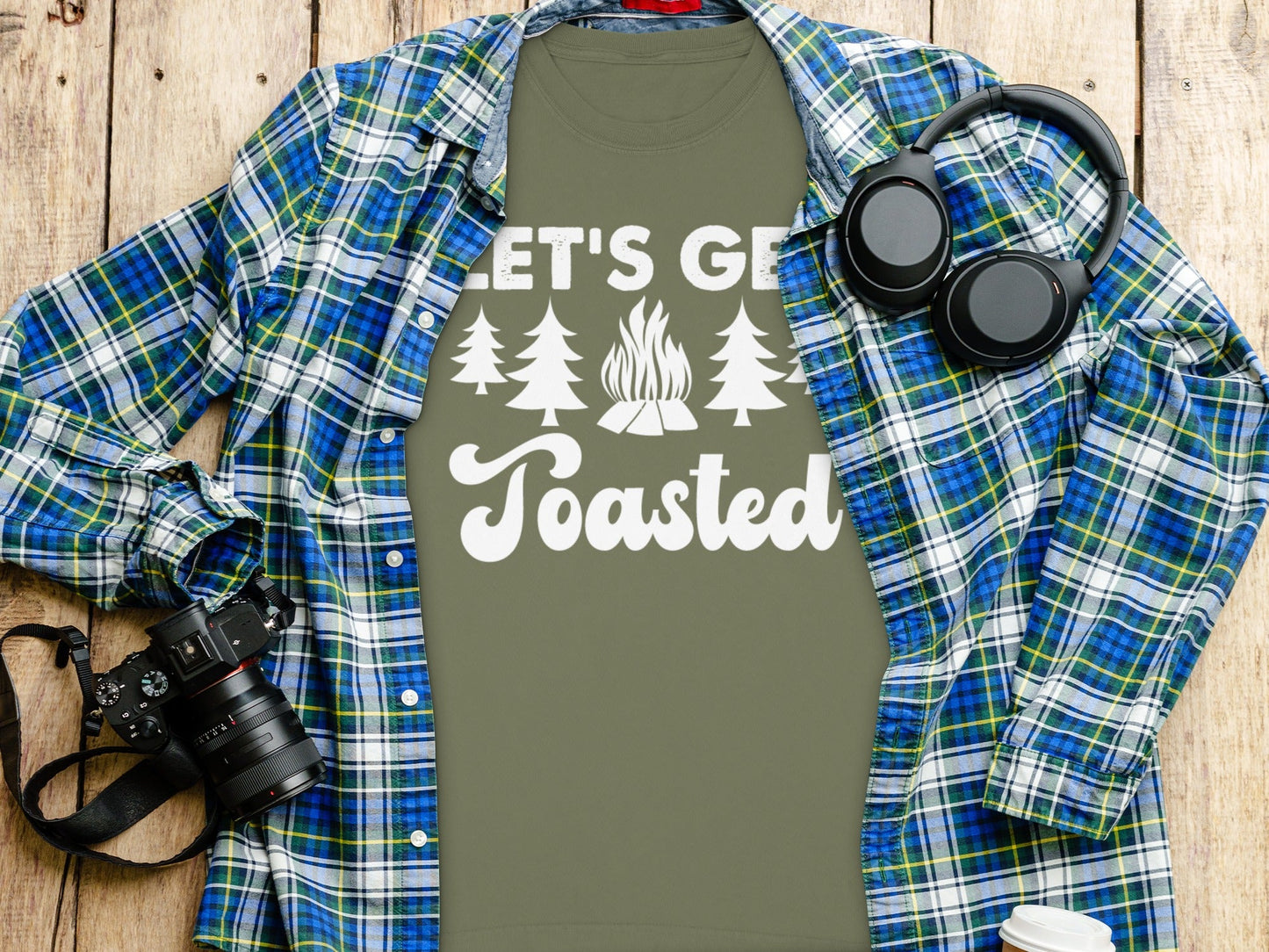 Lets Get Toasted Around Campfire with Trees Long Sleeve T-Shirt