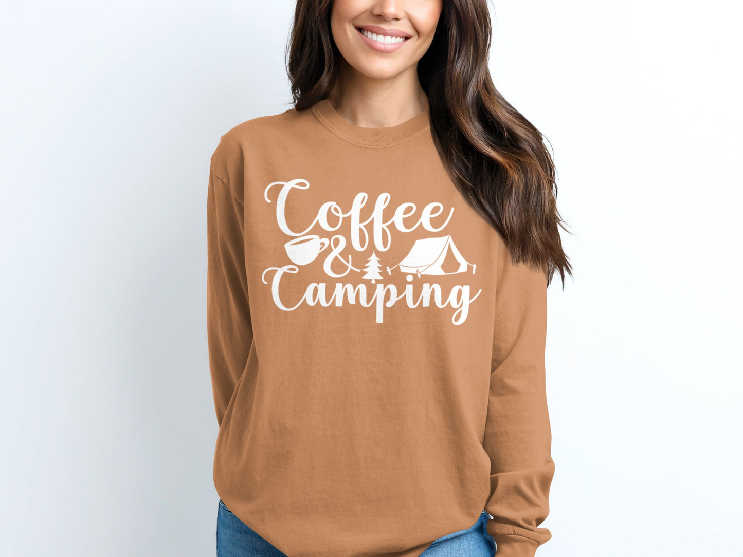 Coffee and Camping Adventure Design Long Sleeve T-Shirt