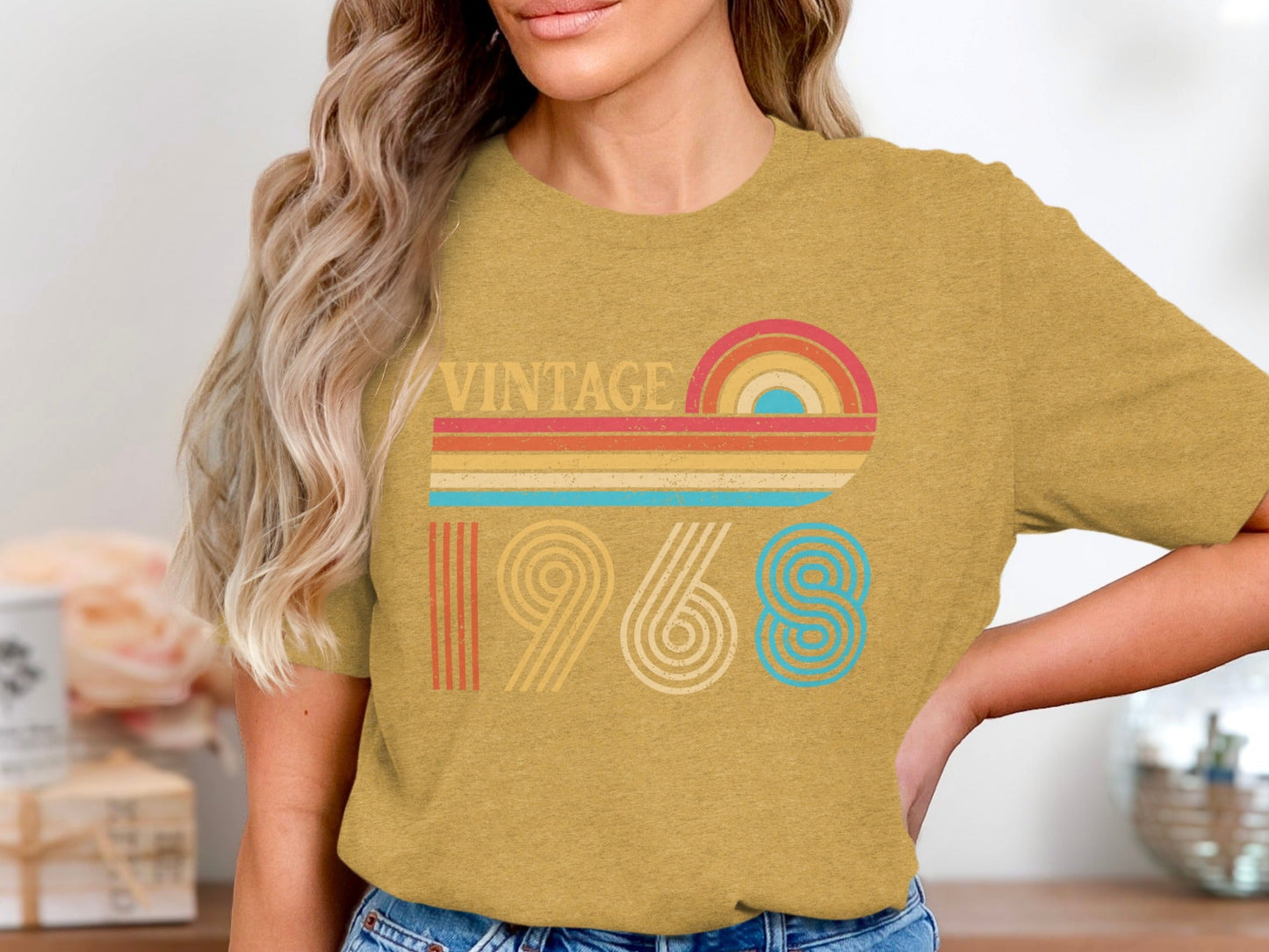 Vintage 1968 Retro Rainbow Birthday Gift Idea T-Shirt