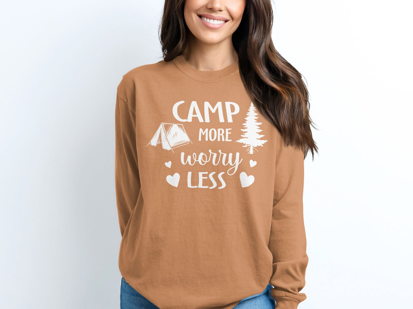 Camp More Worry Less Great Outdoors Hiking Long Sleeve T-Shirt