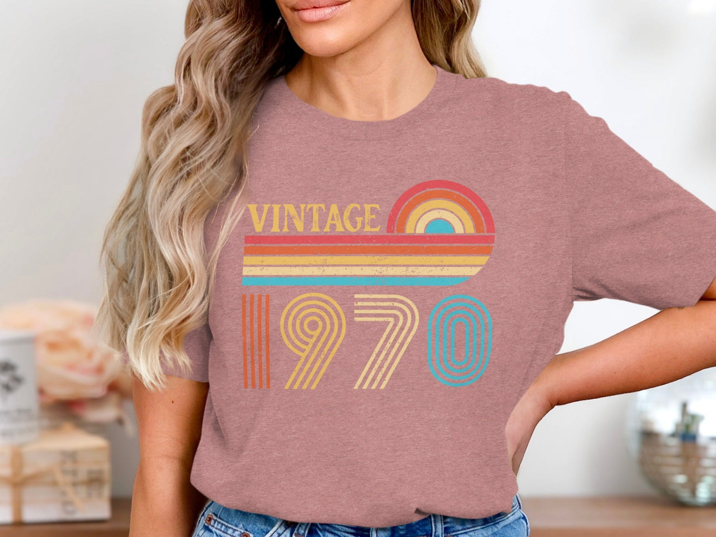Retro Vintage 1970 Rainbow Birthday Gift Idea T-Shirt