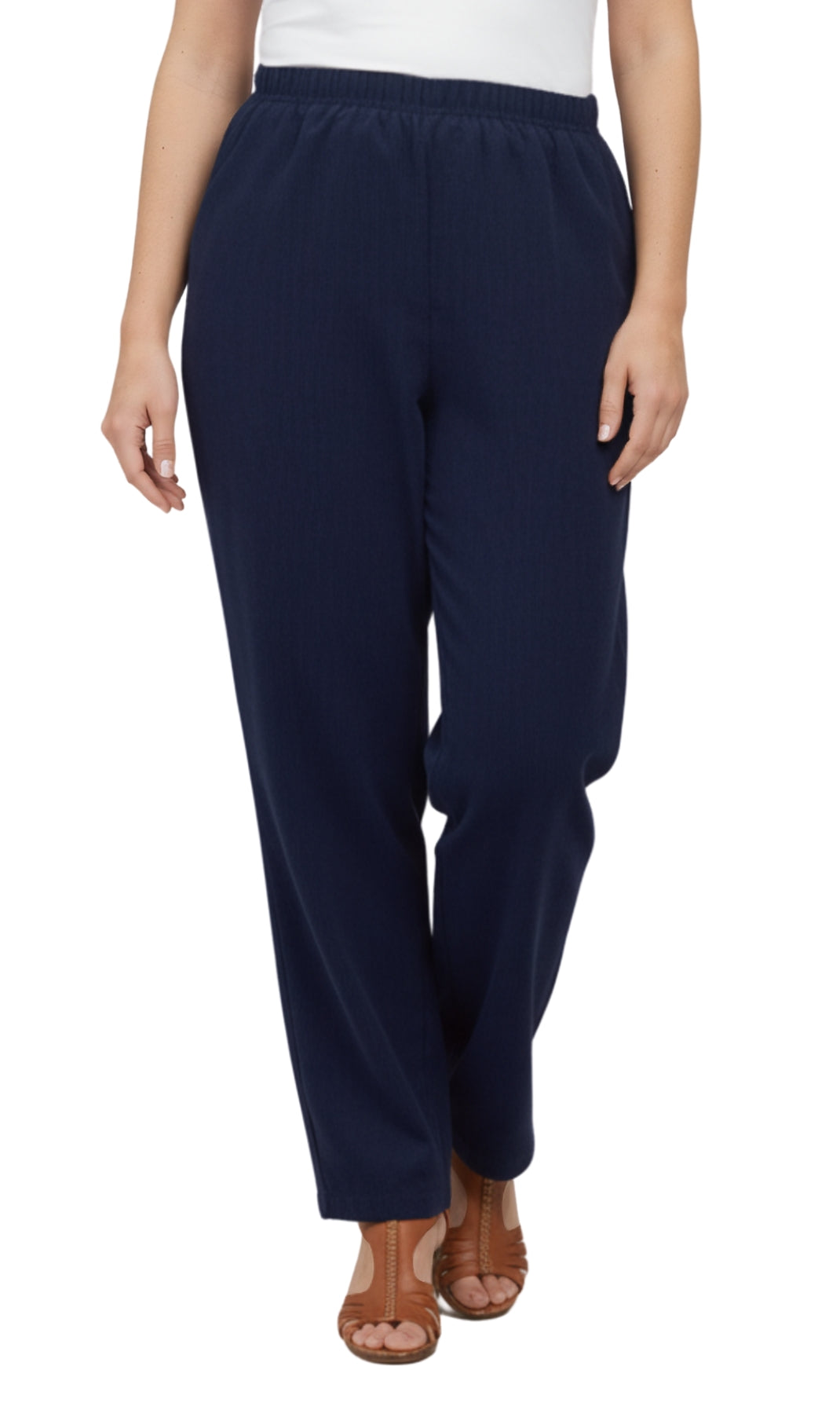 Womens Pull On Fine Wale Corduroy Pants with soft-covered elastic waist