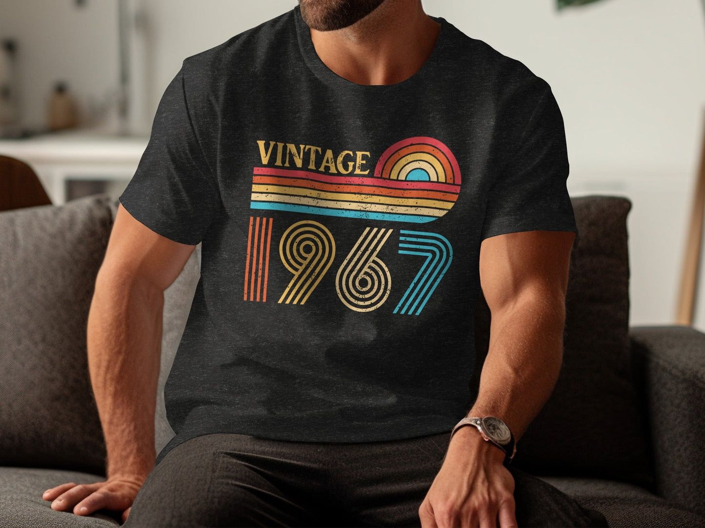 Vintage Since 1967 Retro Rainbow Birthday T-Shirt