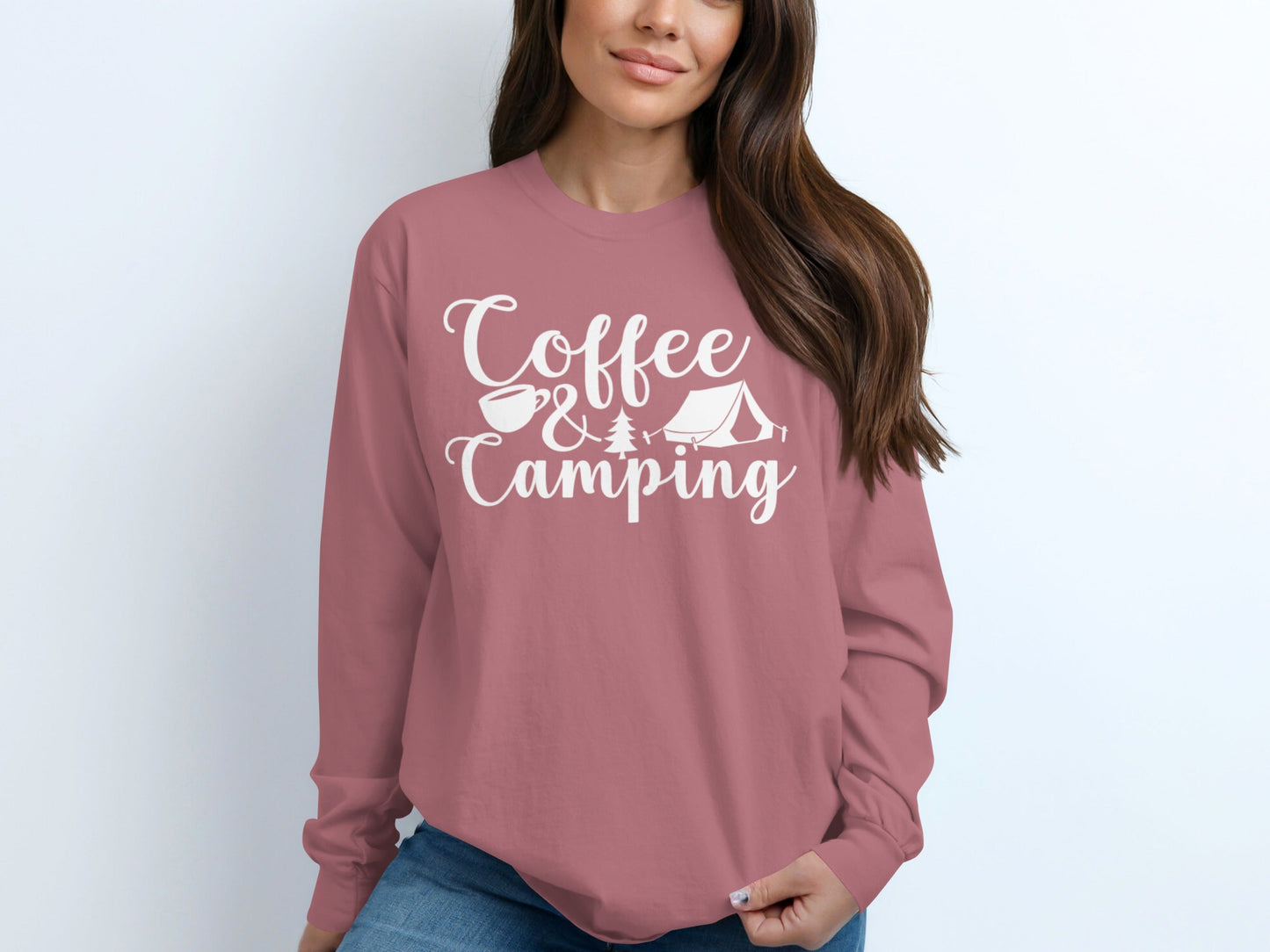 Coffee and Camping Adventure Design Long Sleeve T-Shirt