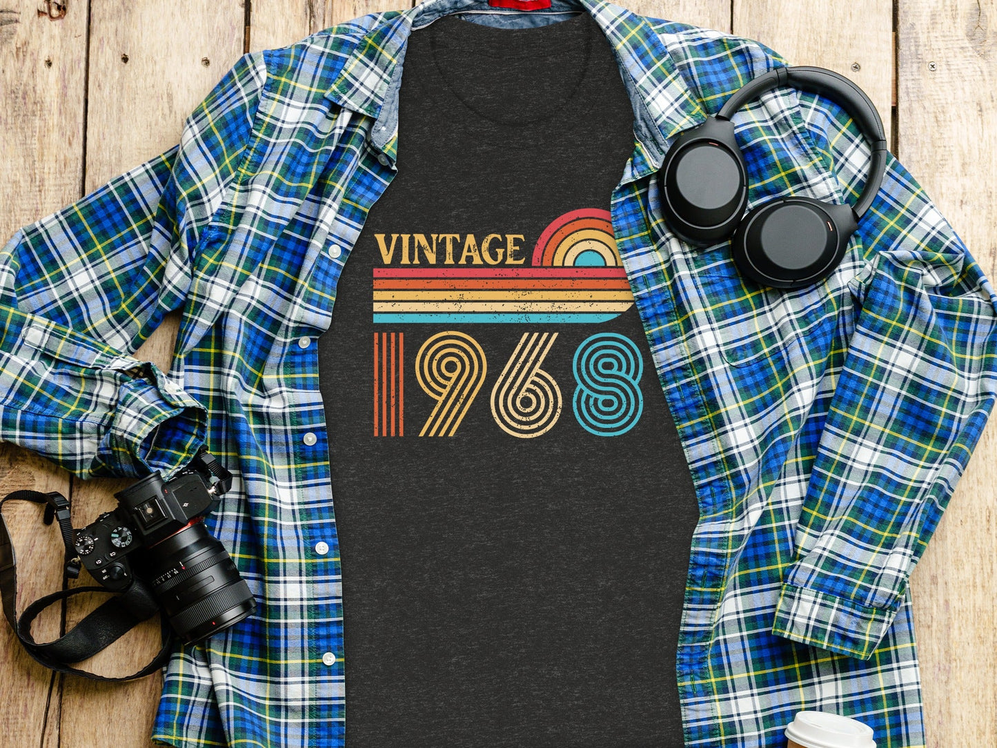Vintage 1968 Retro Rainbow Birthday Gift Idea T-Shirt