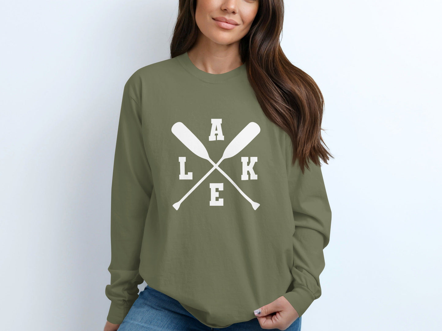 A Lake With Crossed Paddles Graphic Long Sleeve T-Shirt