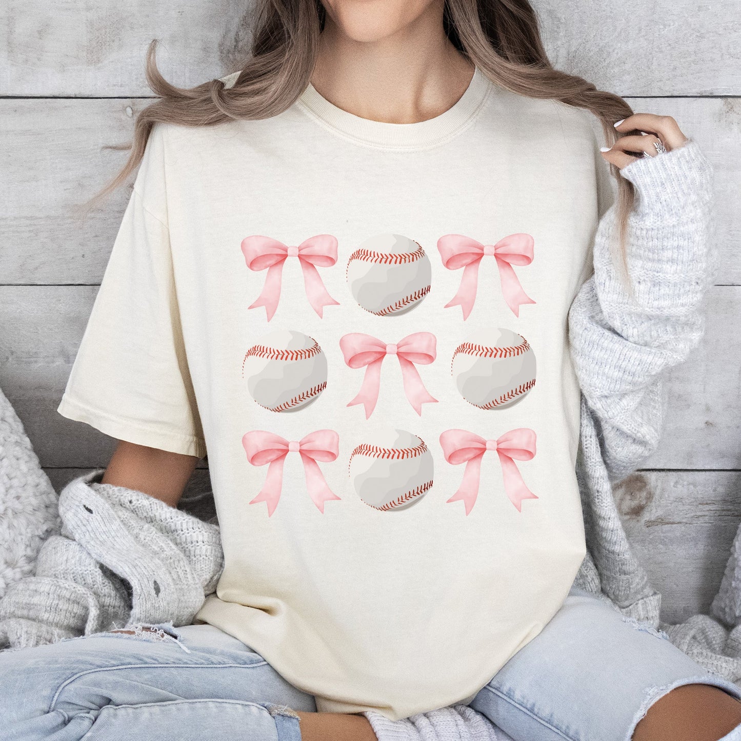 Baseball, Pink Bows, Mother, Mama, Sports, Coquette Tshirt Comfort Colors T-Shirt