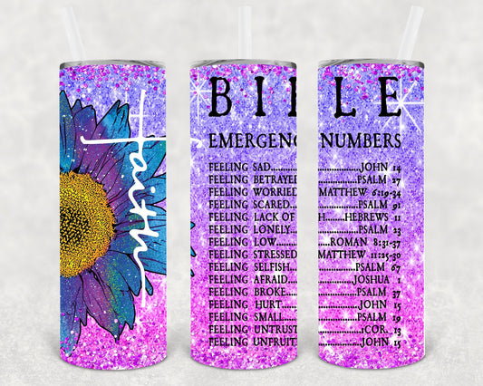 Bible Emergency Numbers 20 oz Skinny Tumbler