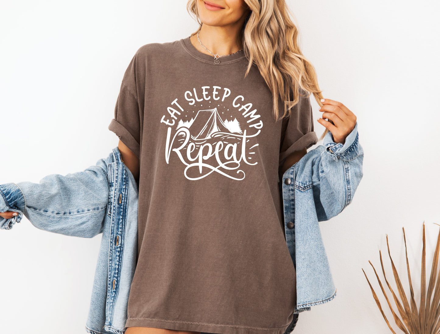 Camping Hiking Mountain Nature Garment Dyed T Shirt