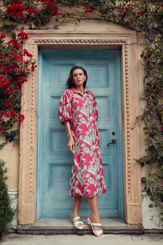 FLORAL LINEN DRESS