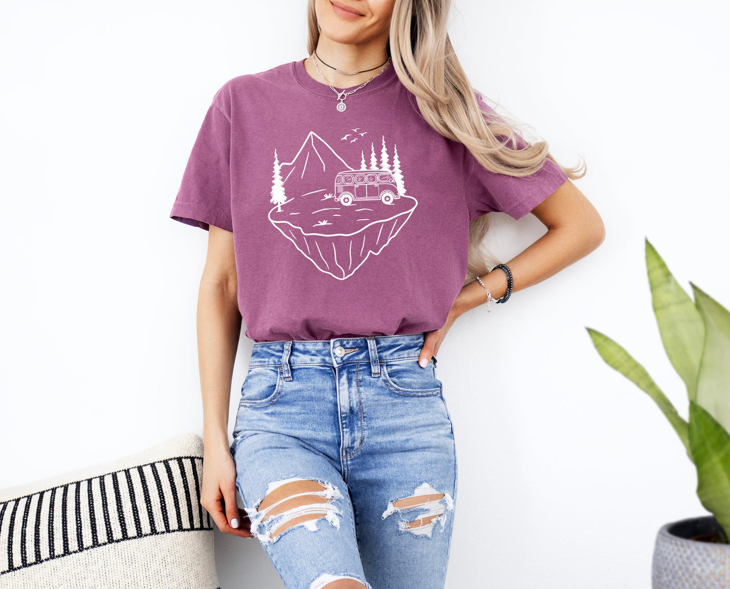 Desert Camping Hiking Mountain Nature Garment Dyed T Shirt