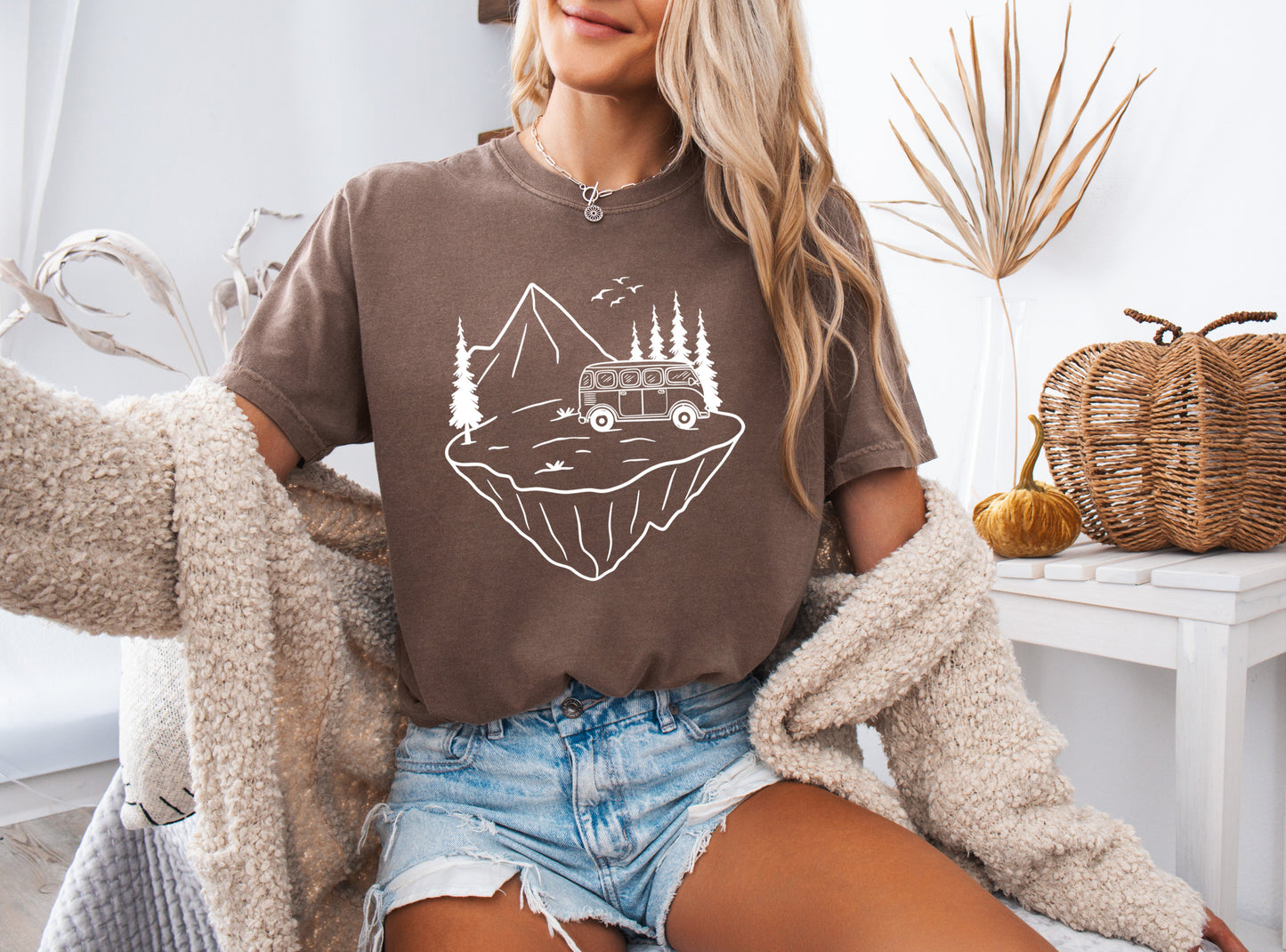 Desert Camping Hiking Mountain Nature Garment Dyed T Shirt