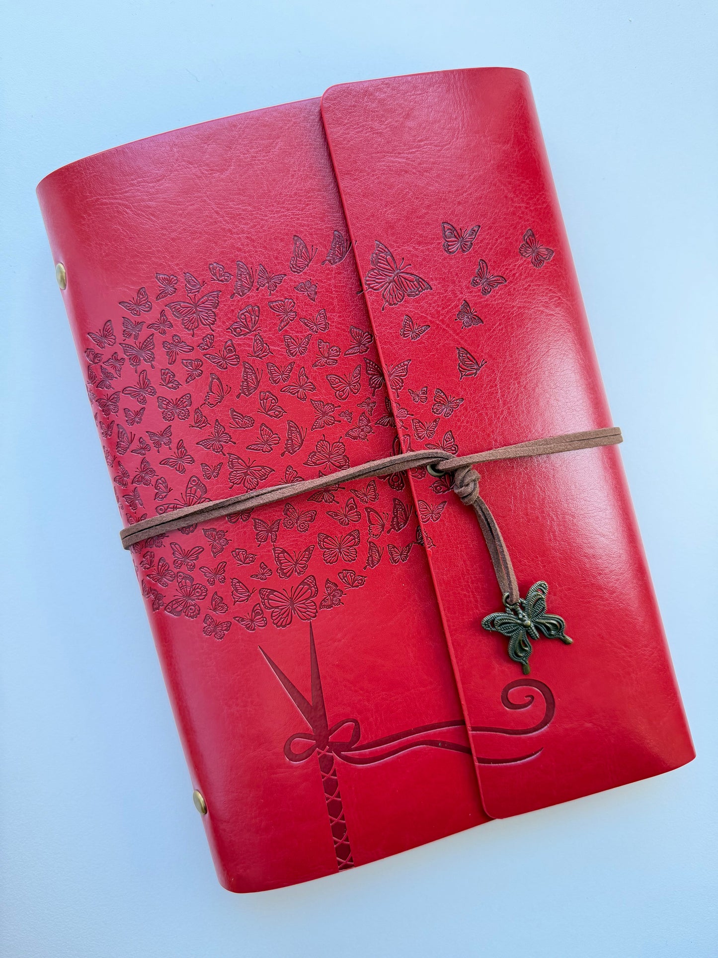 Blue A5 Vintage Faux Leather Binder Notebook