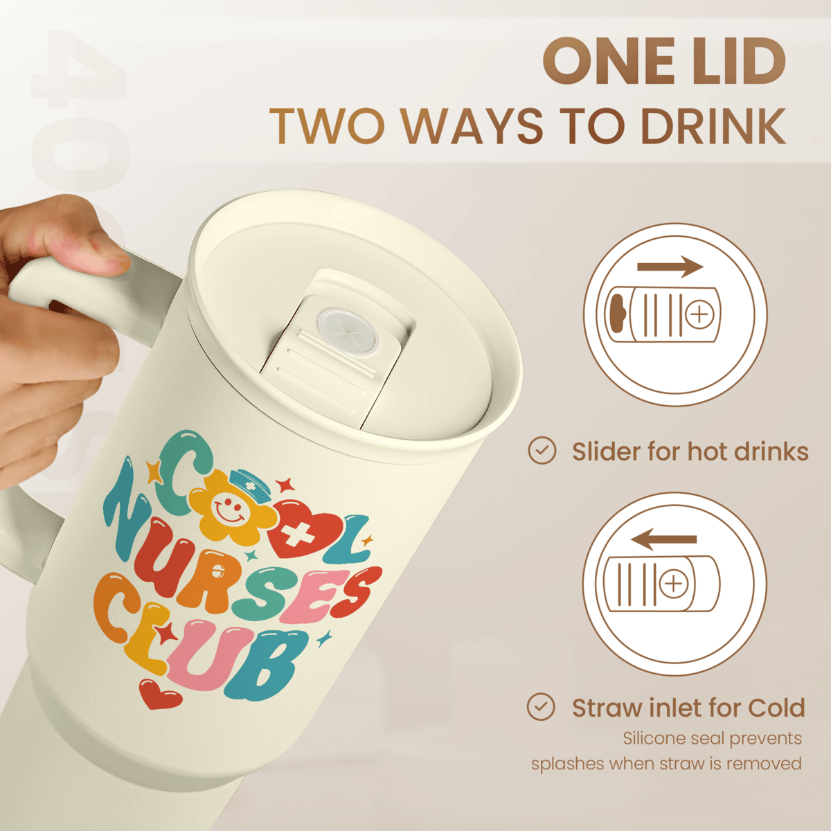 Beige Nurse Slidemate | Slider Tumbler with Handle 40oz
