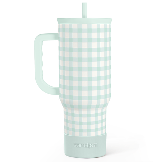 Mint Gingham Slidemate | Slider Tumbler with Handle 40oz
