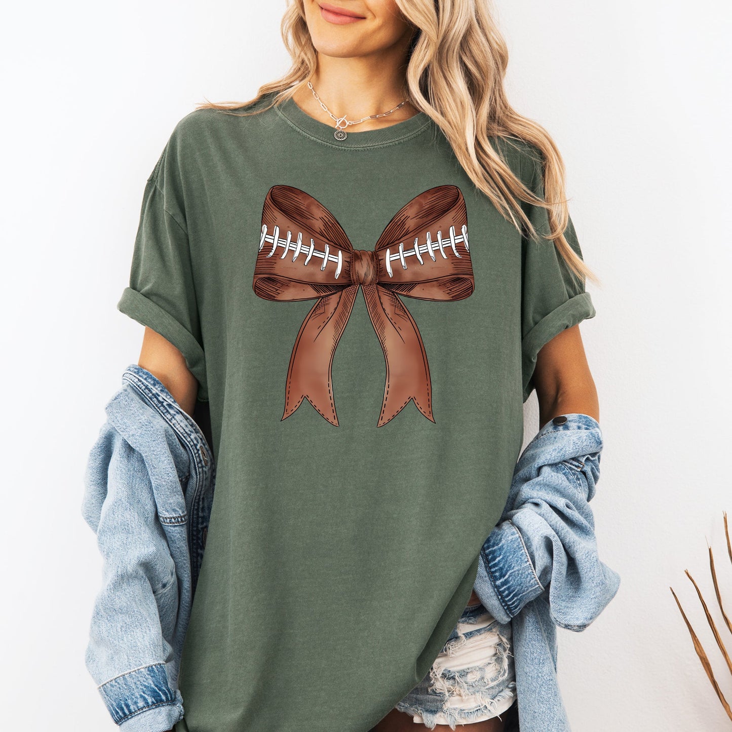 Football Coquette, Girly, Sports, Game Day, Big Game, Touchdown, Tailgate Party Tshirt Comfort Colors T-Shirt