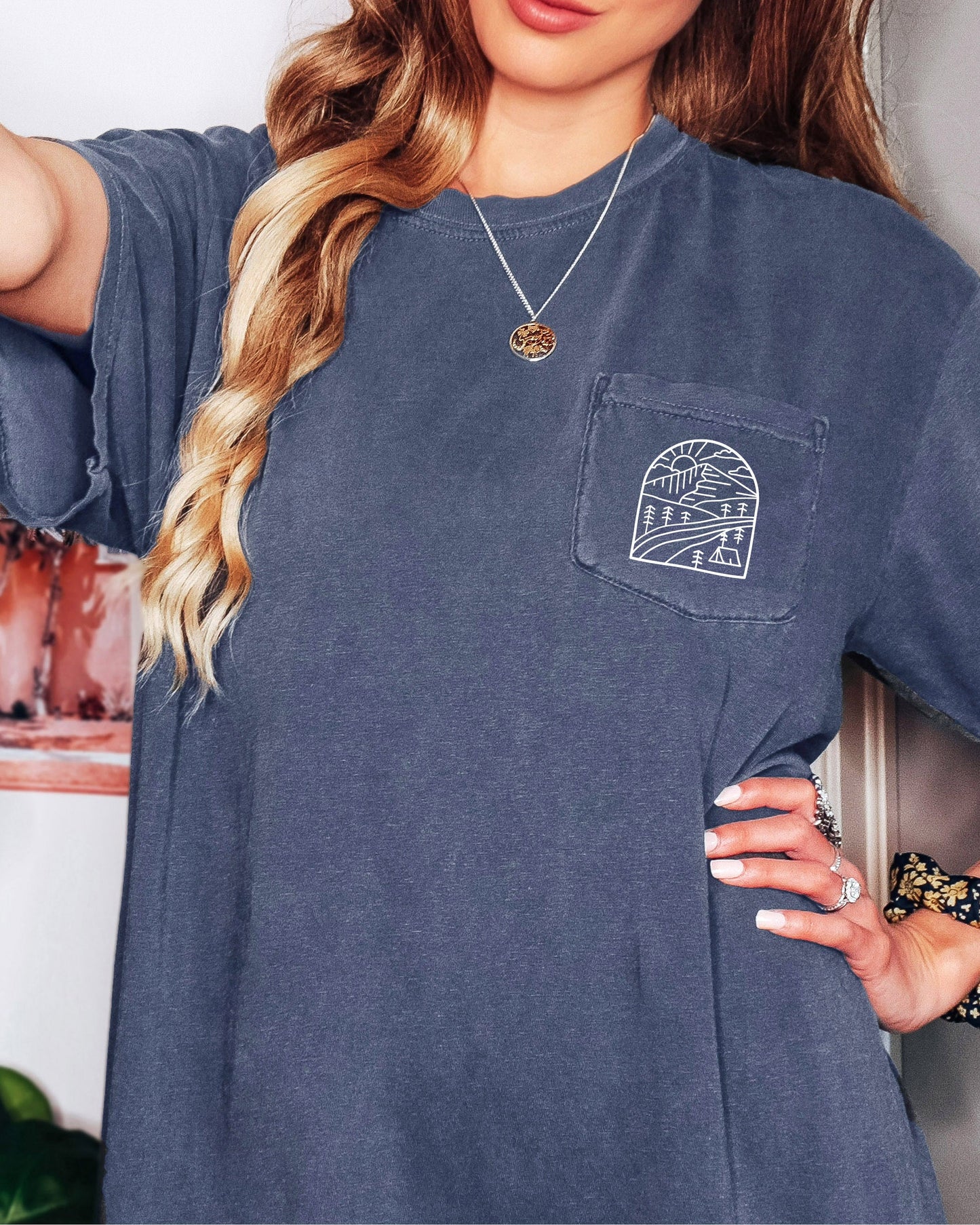 Outdoor Mountain Nature Comfort Colors Pocket T Shirt