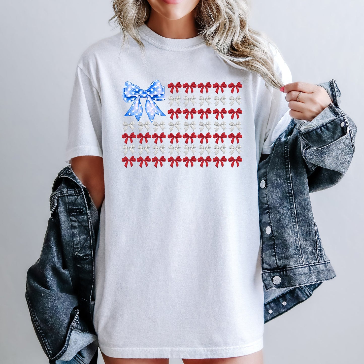 Patriotic Bows, Flag, USA, Coquette, Ribbons, America, 4th of July Tshirt Comfort Colors T-Shirt