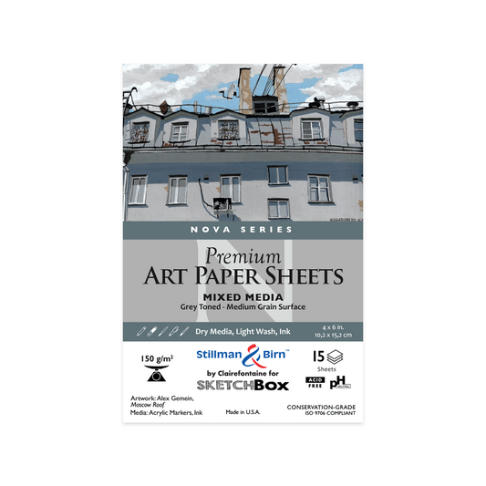 Stillman & Birn Nova Series 150gsm Grey 4x6 15 Sheet Pack