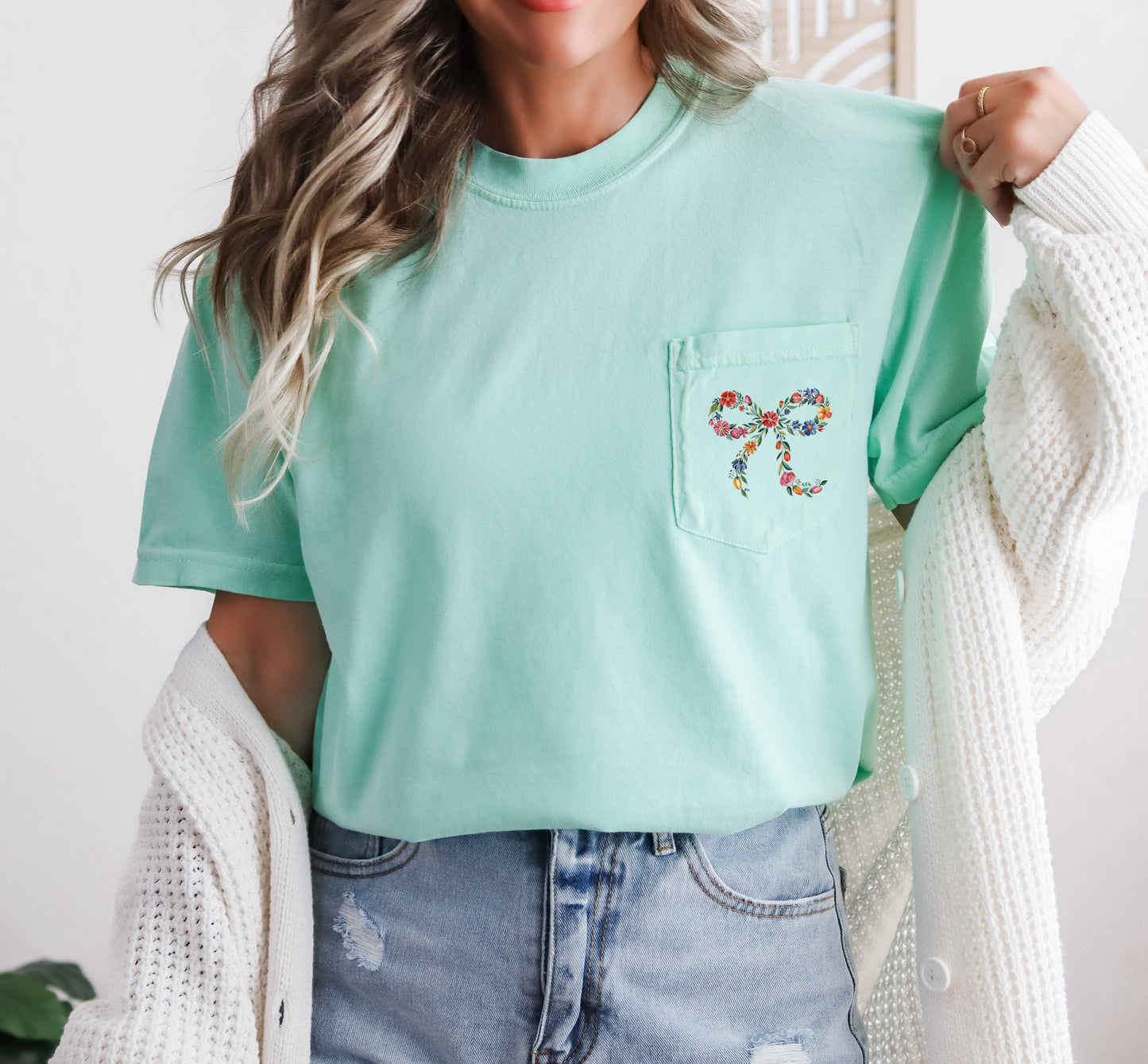 Wildflowers Ribbon Color Botanical Comfort Colors Pocket T Shirt